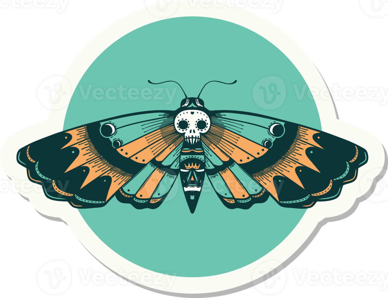 sticker of tattoo in traditional style of a deaths head moth png