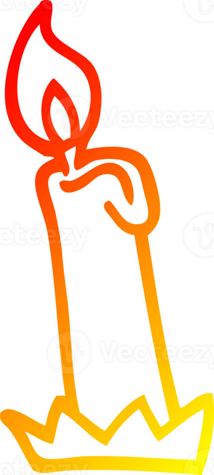 warm gradient line drawing of a cartoon birthday candle png