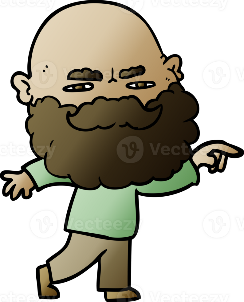 cartoon man with beard frowning and pointing png