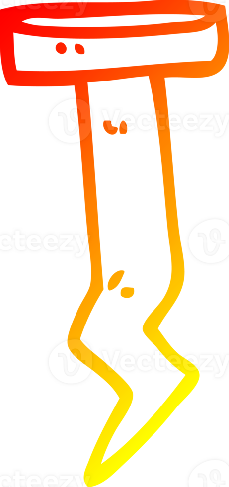 warm gradient line drawing of a cartoon old nail png