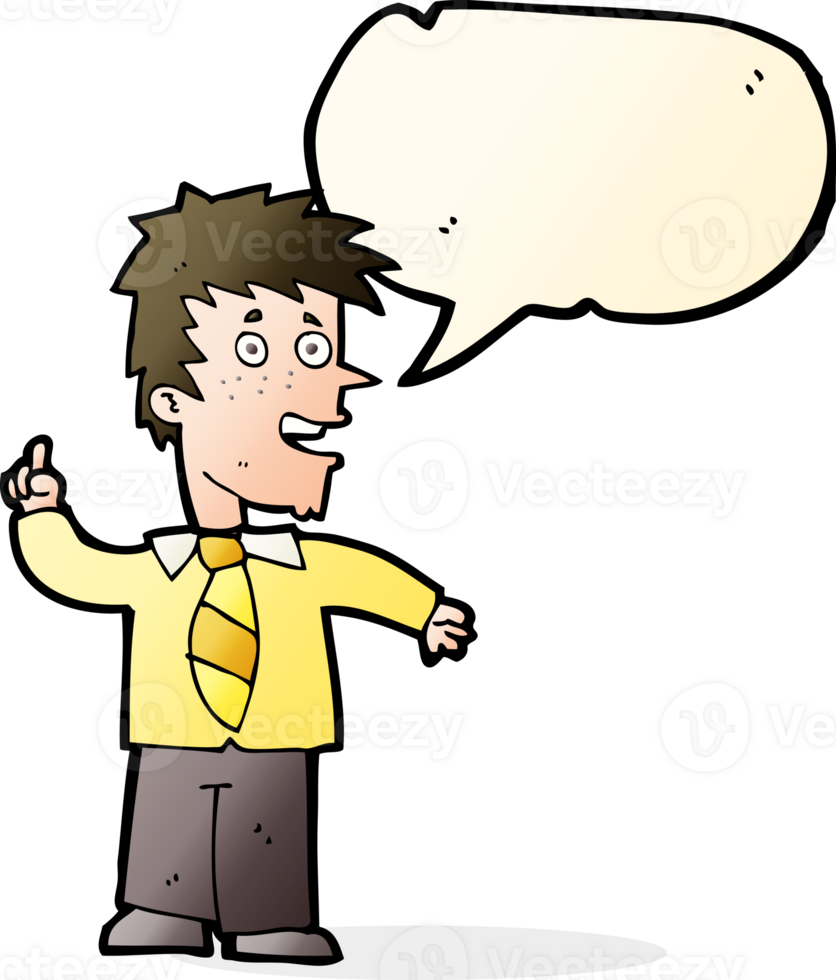 cartoon man with idea with speech bubble png
