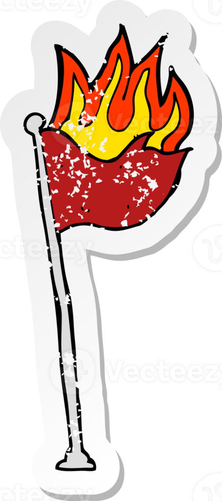 retro distressed sticker of a cartoon flag png
