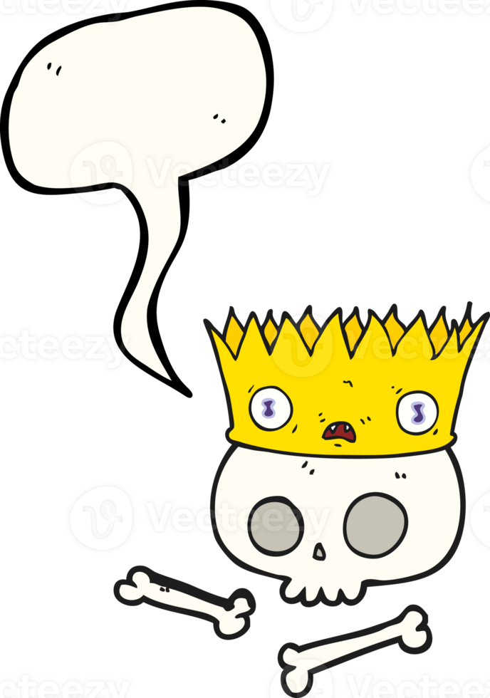 hand drawn speech bubble cartoon magic crown on old skull png