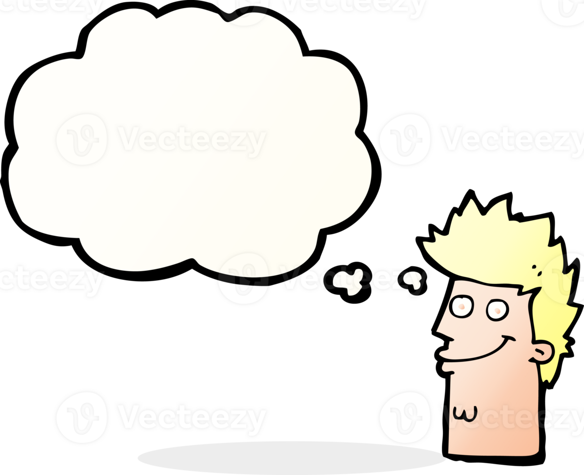 cartoon happy man face with thought bubble png