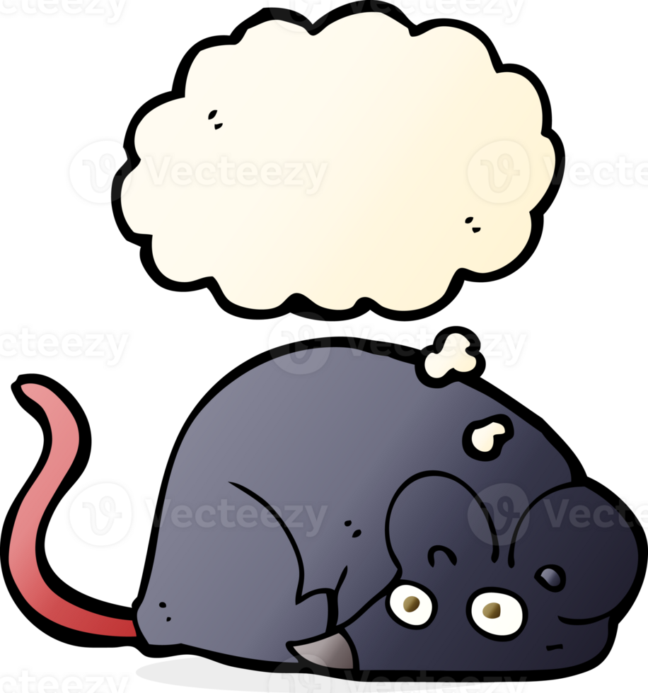 cartoon white mouse with thought bubble png