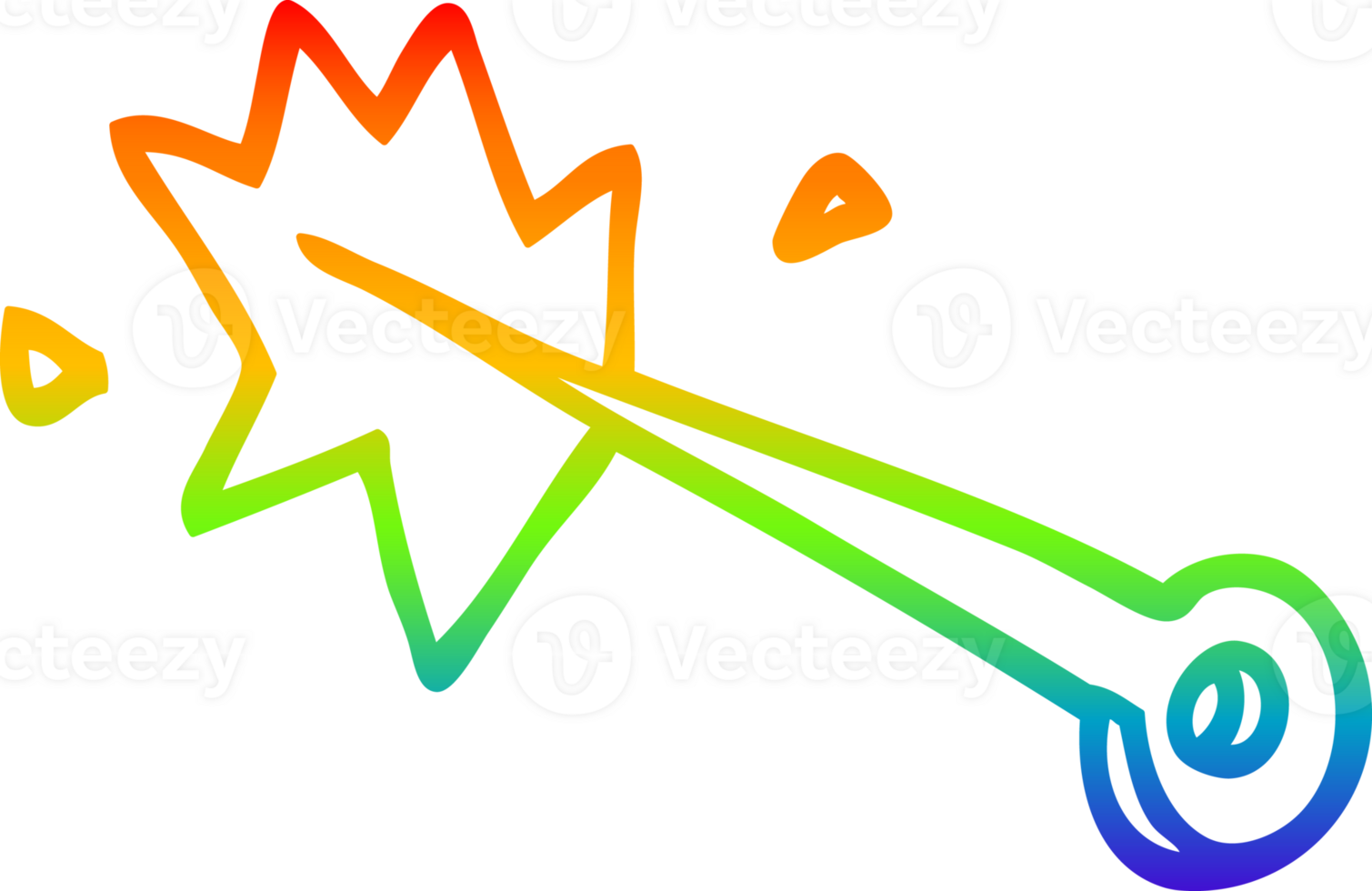 rainbow gradient line drawing of a cartoon sewing needle png