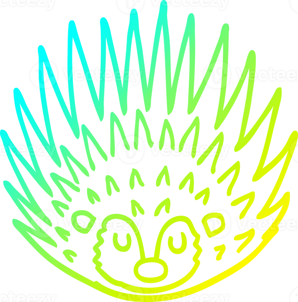 cold gradient line drawing of a cartoon spiky hedgehog png