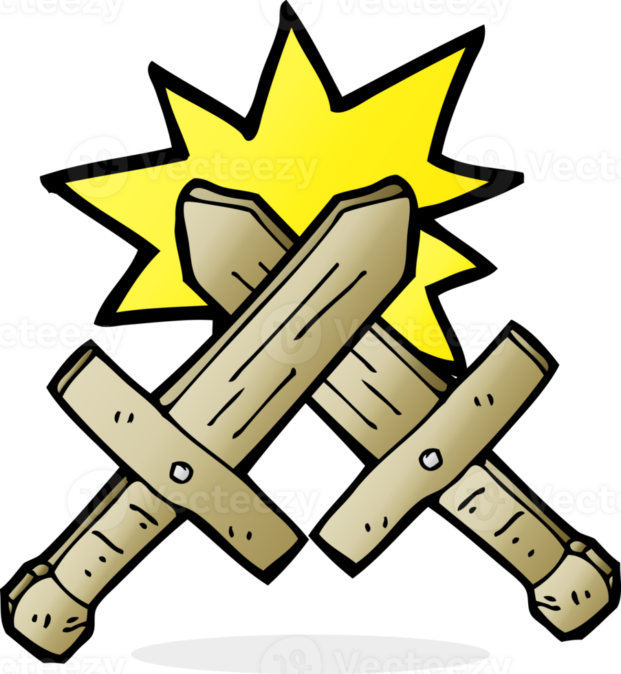 cartoon wooden sword fight png