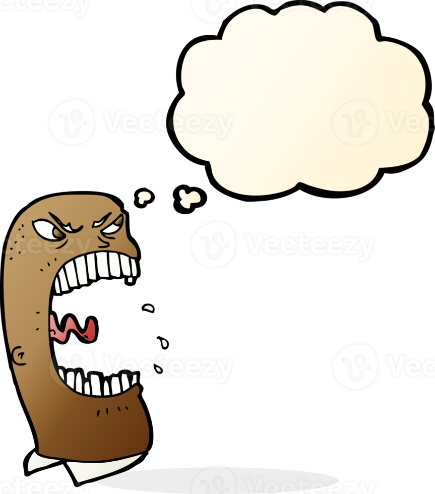 cartoon furious man shouting with thought bubble png