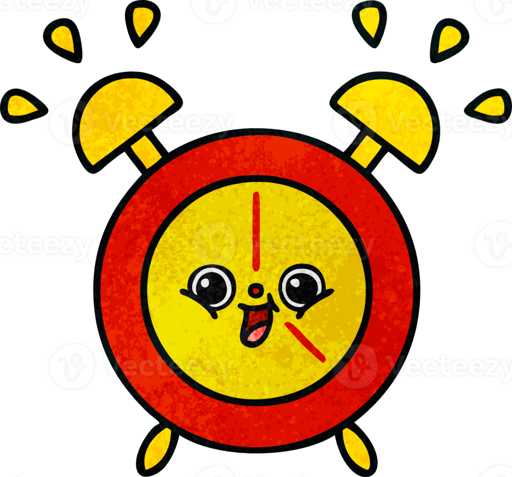 retro grunge texture cartoon of a alarm clock png