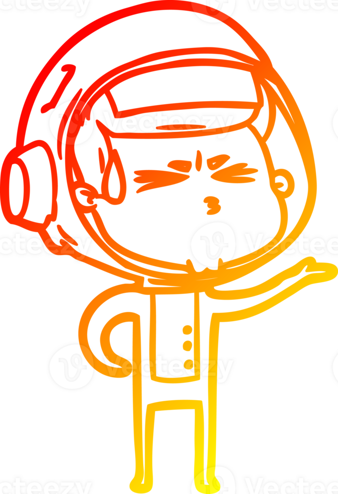 warm gradient line drawing of a cartoon stressed astronaut png