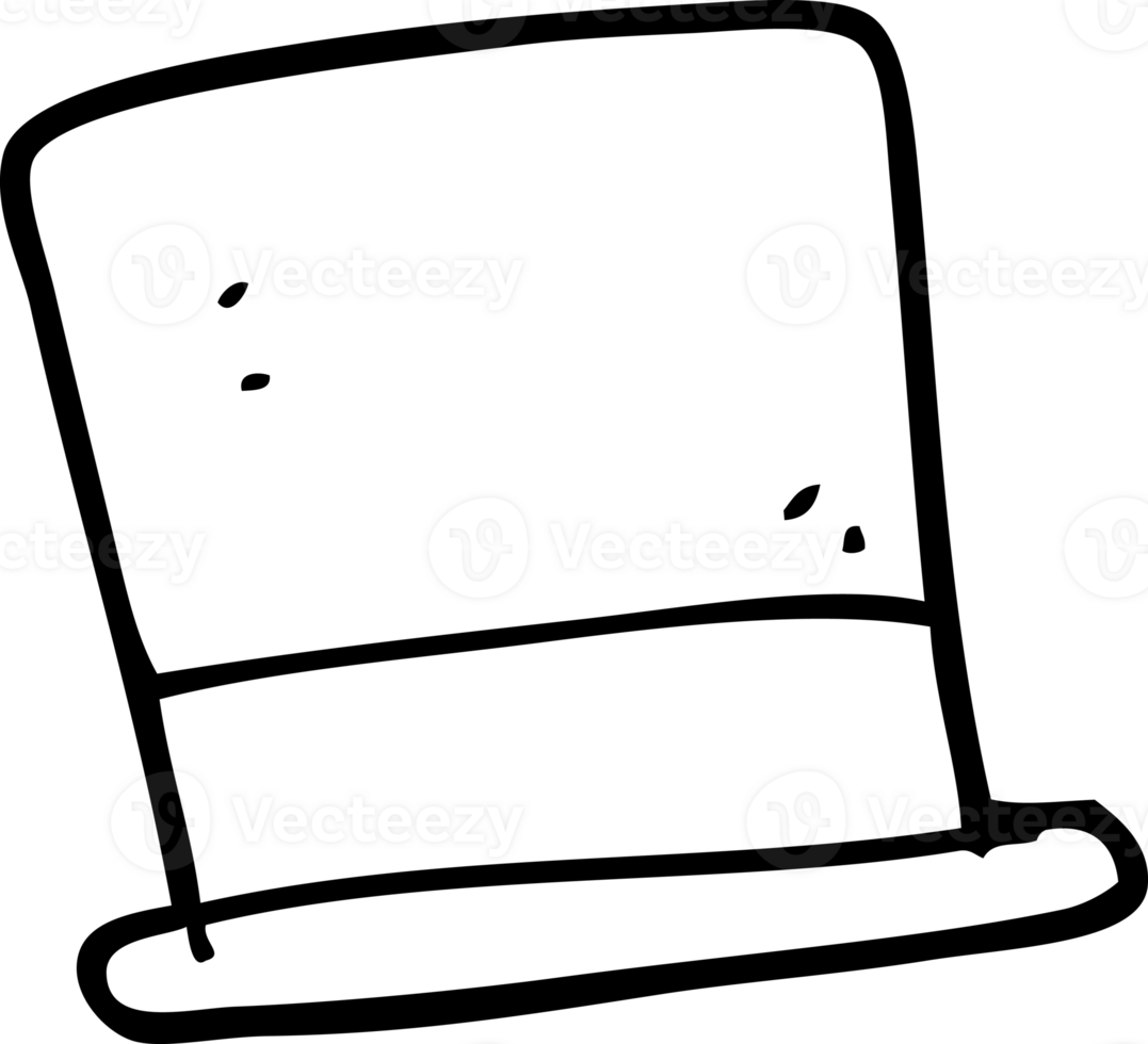 hand drawn black and white cartoon top hat png