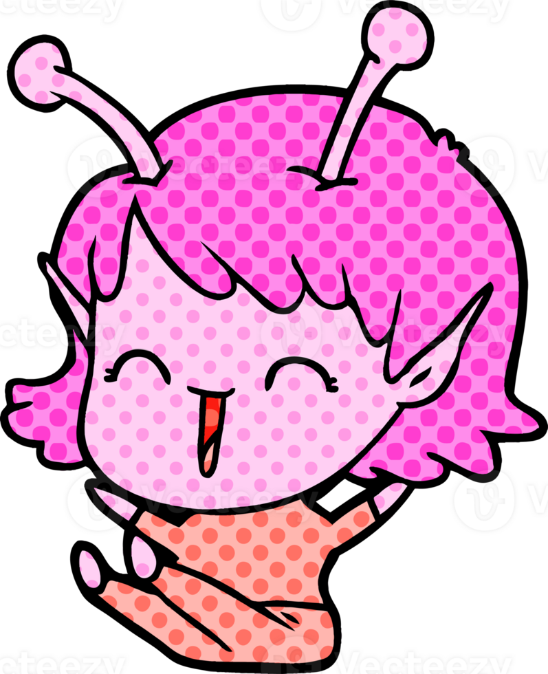cartoon alien girl laughing png