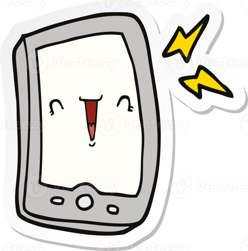sticker of a cute cartoon mobile phone png