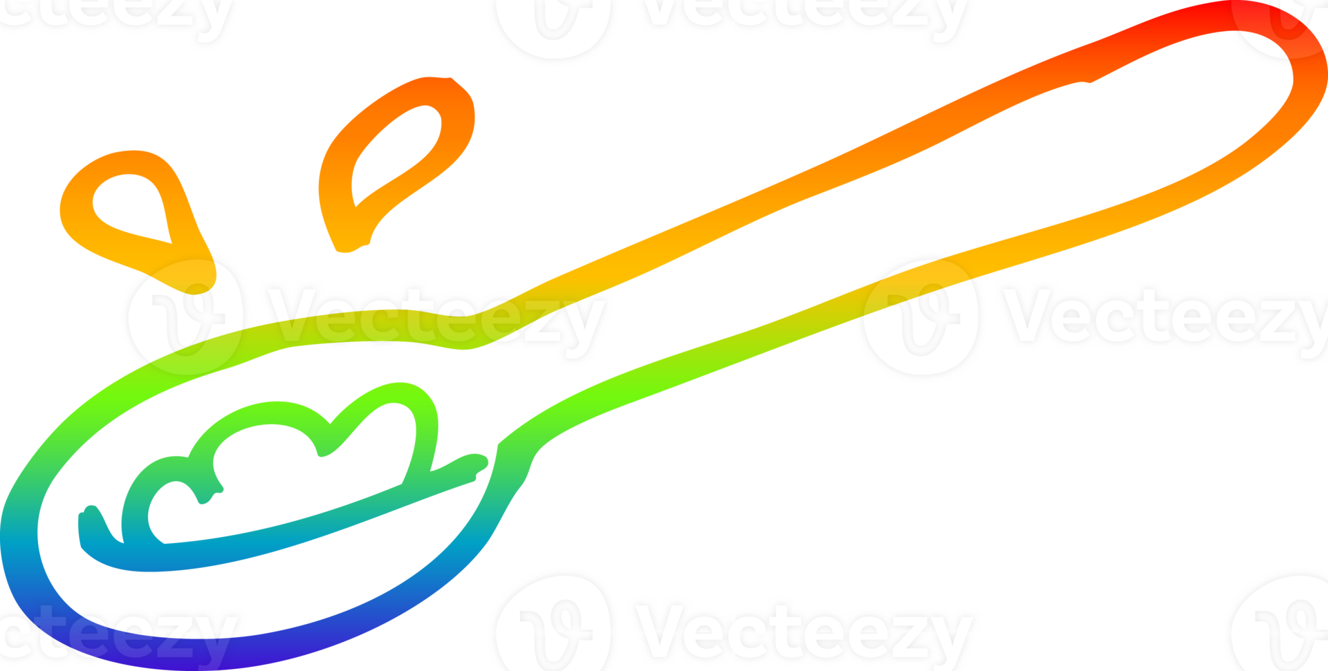 rainbow gradient line drawing of a cartoon ladle of food png