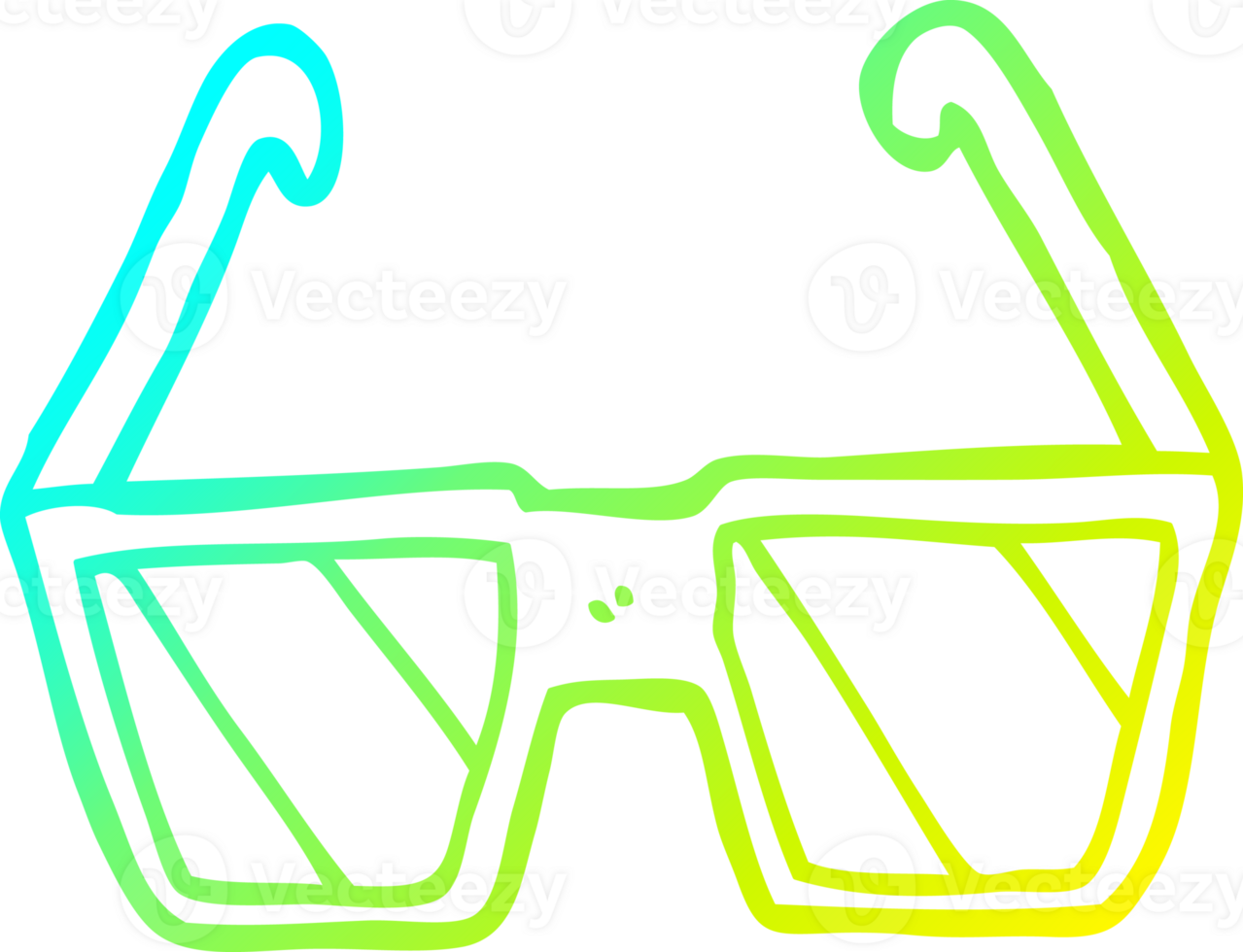 cold gradient line drawing of a cartoon glasses png