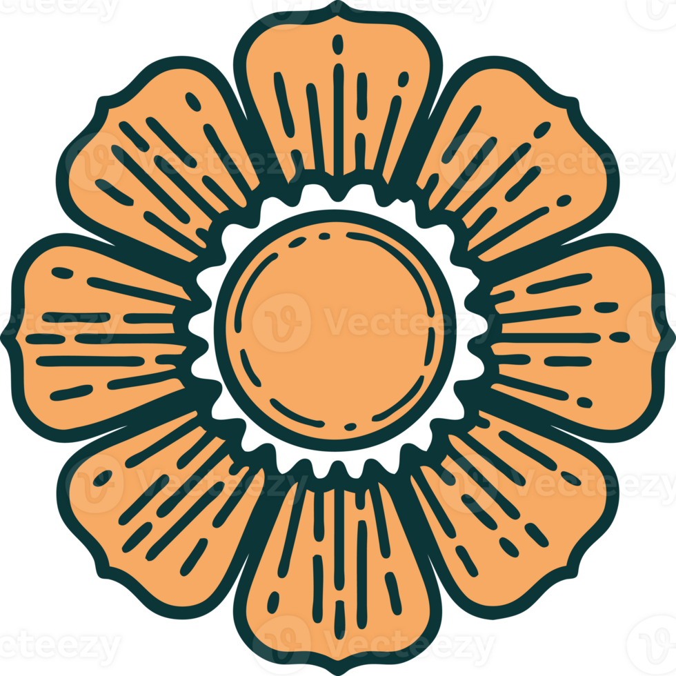 iconic tattoo style image of a flower png