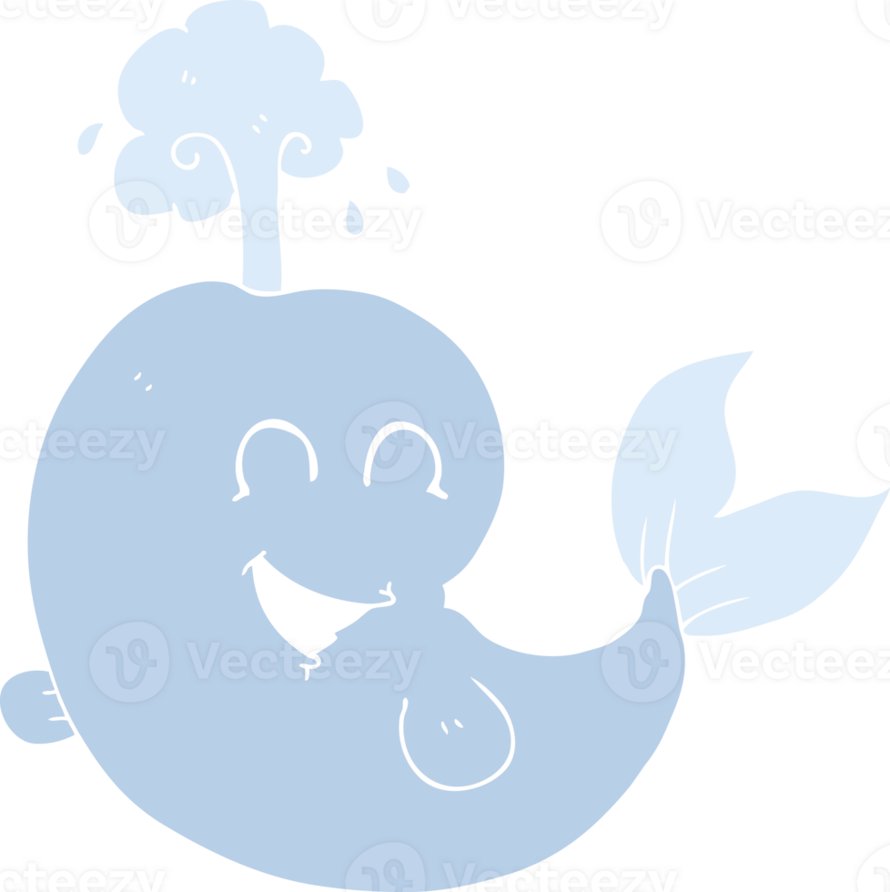 flat color illustration of whale spouting water png