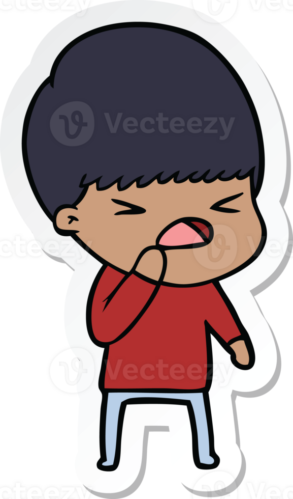 sticker of a cartoon stressed man png