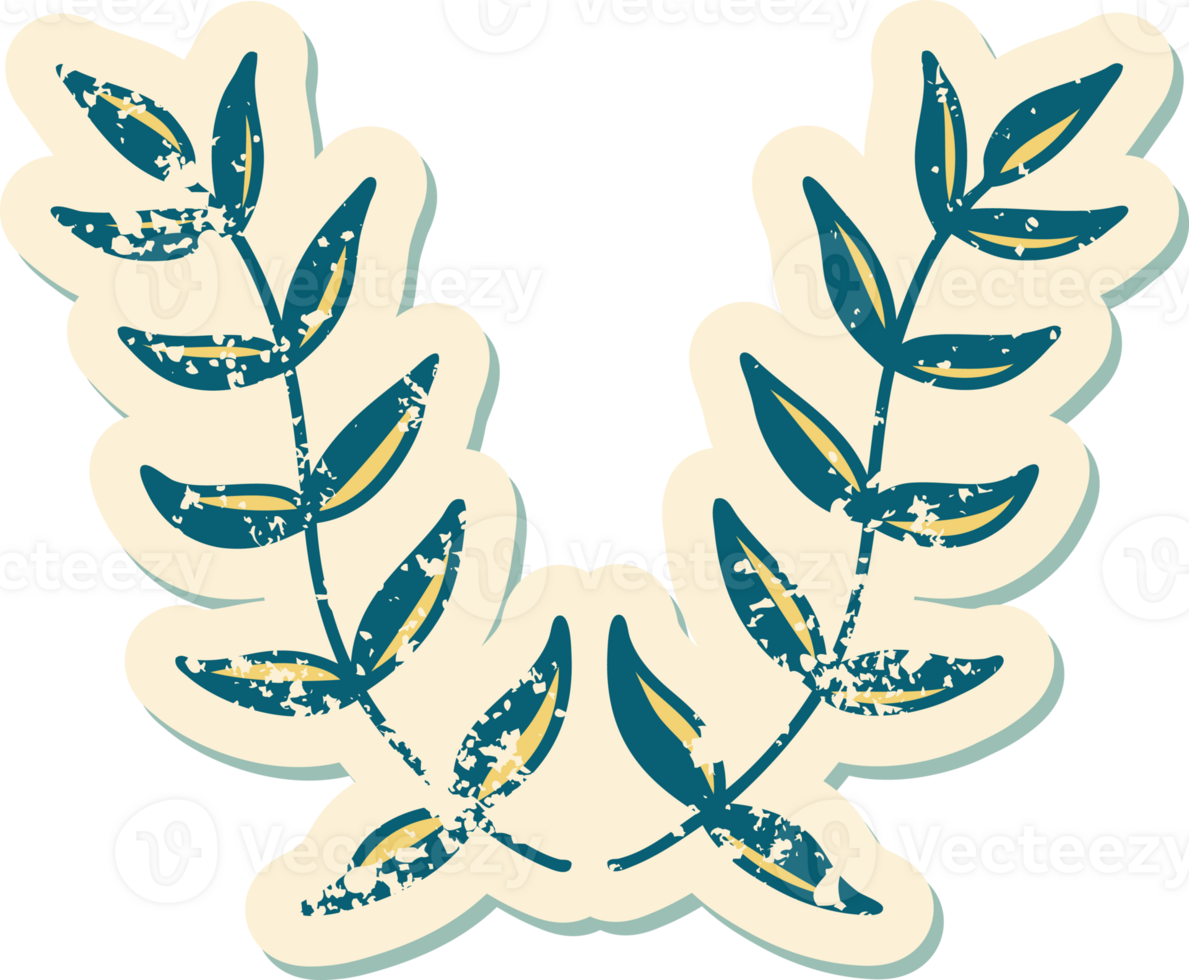 iconic distressed sticker tattoo style image of a laurel png