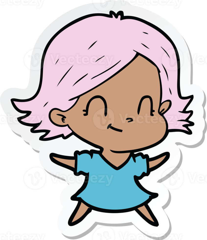 sticker of a cartoon friendly girl png