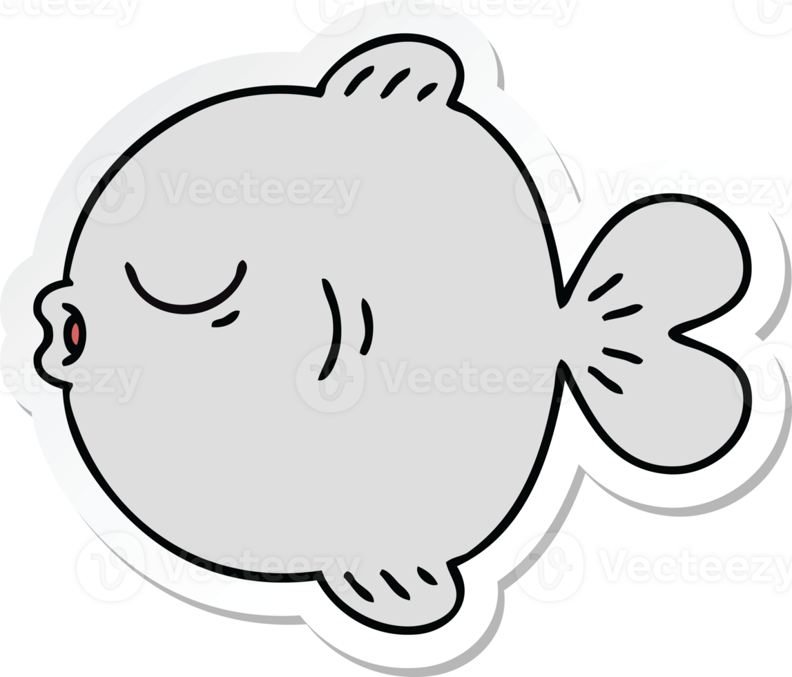 sticker of a quirky hand drawn cartoon fish png