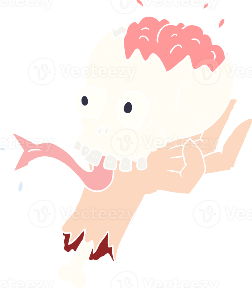 flat color style cartoon halloween skull in zombie hand png