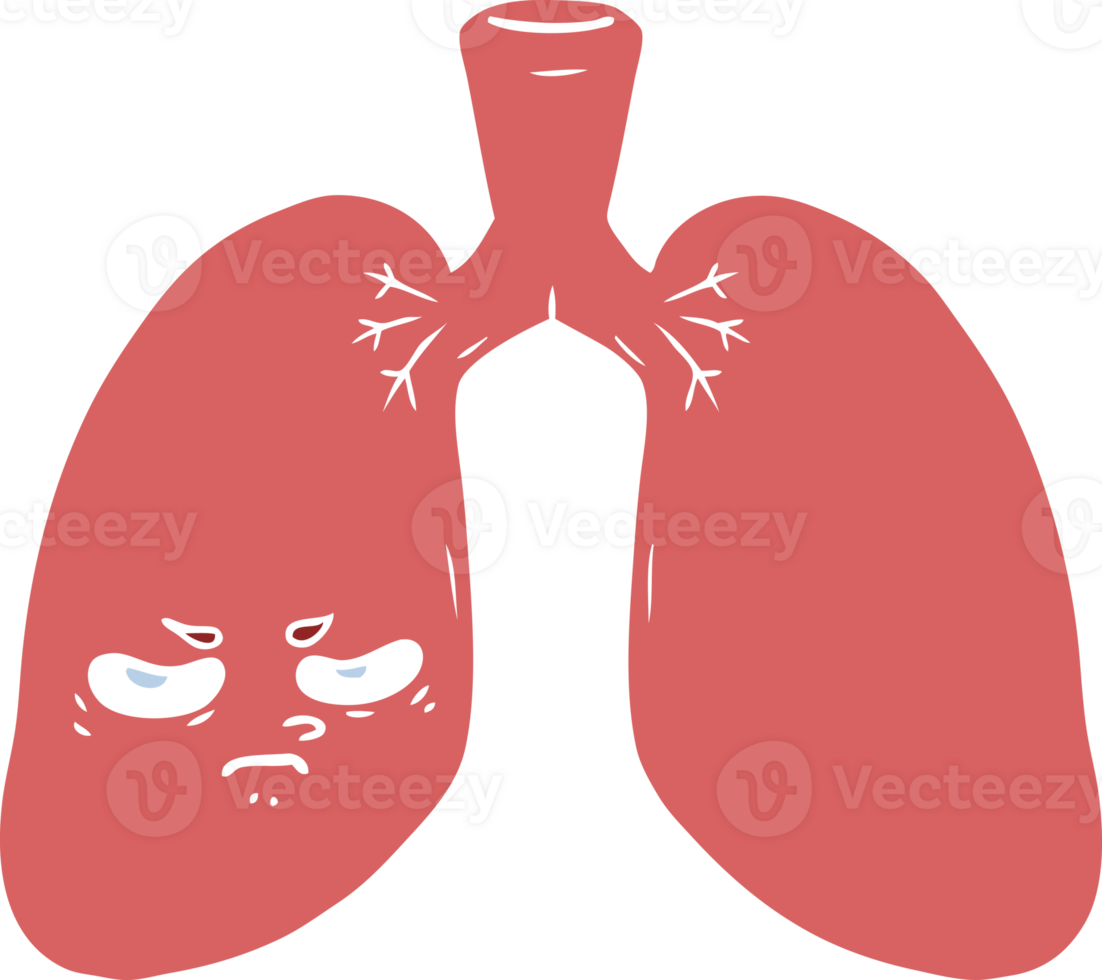 flat color style cartoon angry lungs png