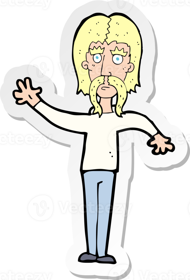 sticker of a cartoon waving man with mustache png