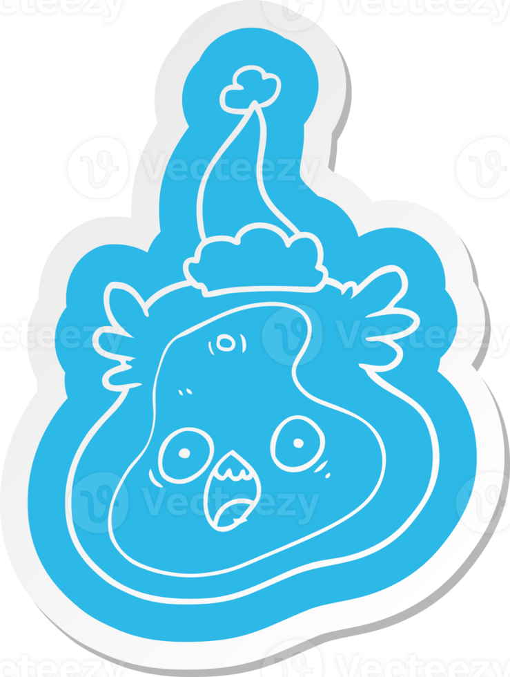quirky cartoon  sticker of a germ wearing santa hat png