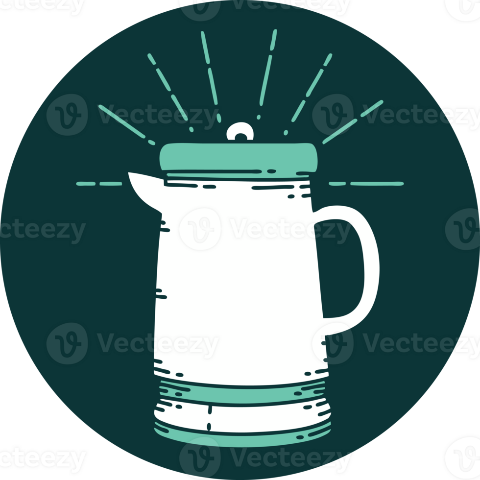 icon of a tattoo style coffee pot png