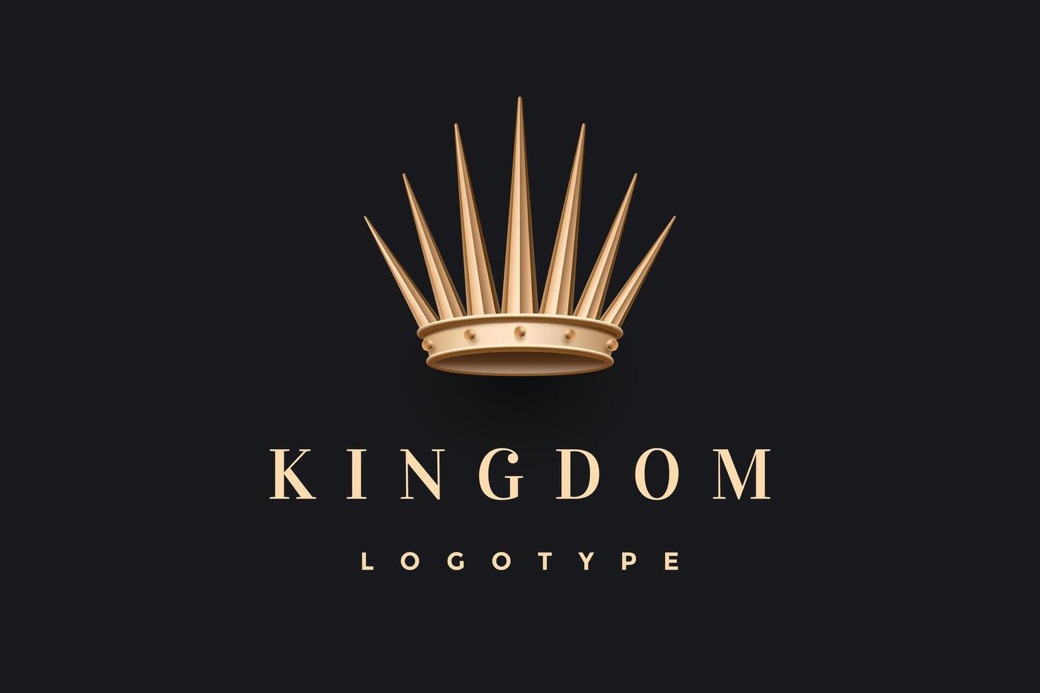 Logo with gold king crown and inscription Kingdom vector