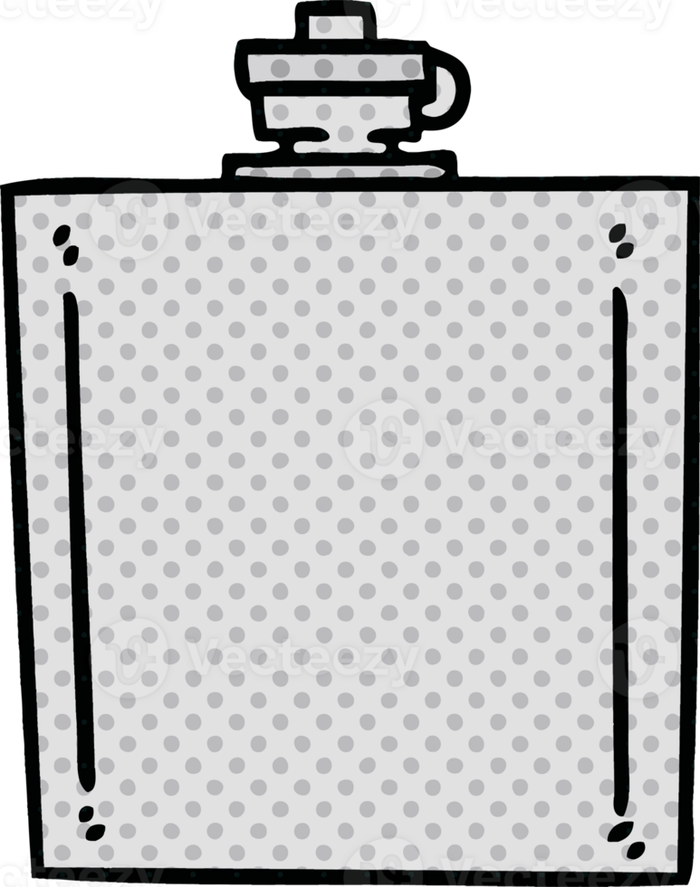 comic book style quirky cartoon hip flask png