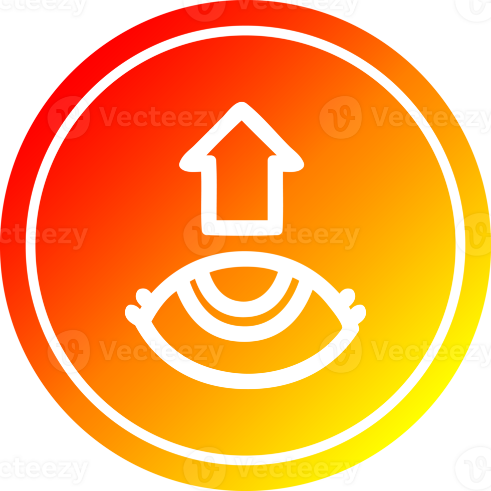 eye looking up circular icon with warm gradient finish png