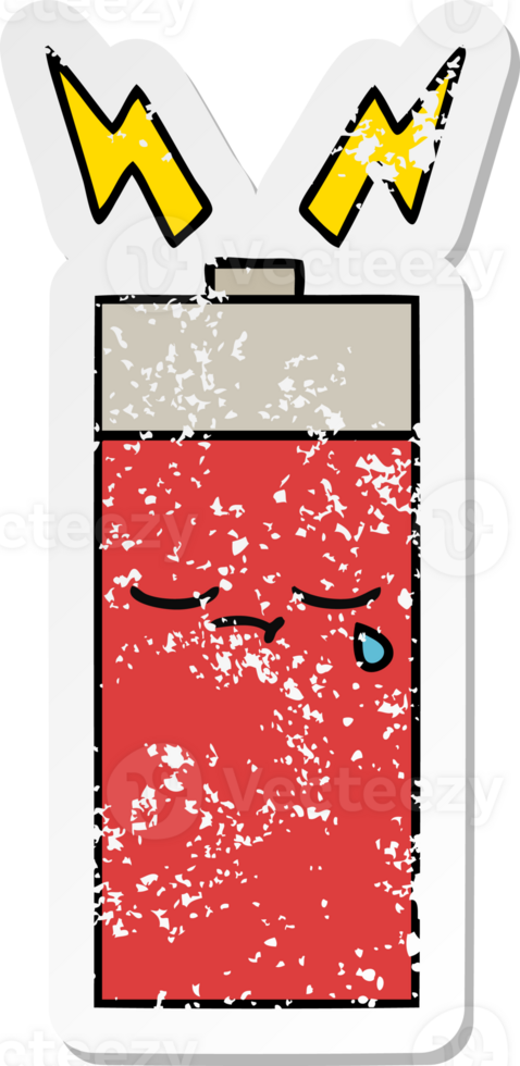 distressed sticker of a cute cartoon battery png