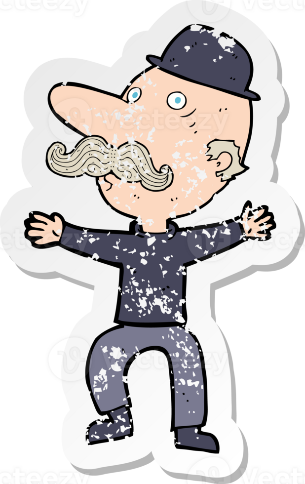 retro distressed sticker of a cartoon wealthy fello png
