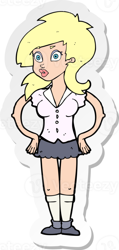 sticker of a cartoon pretty woman png