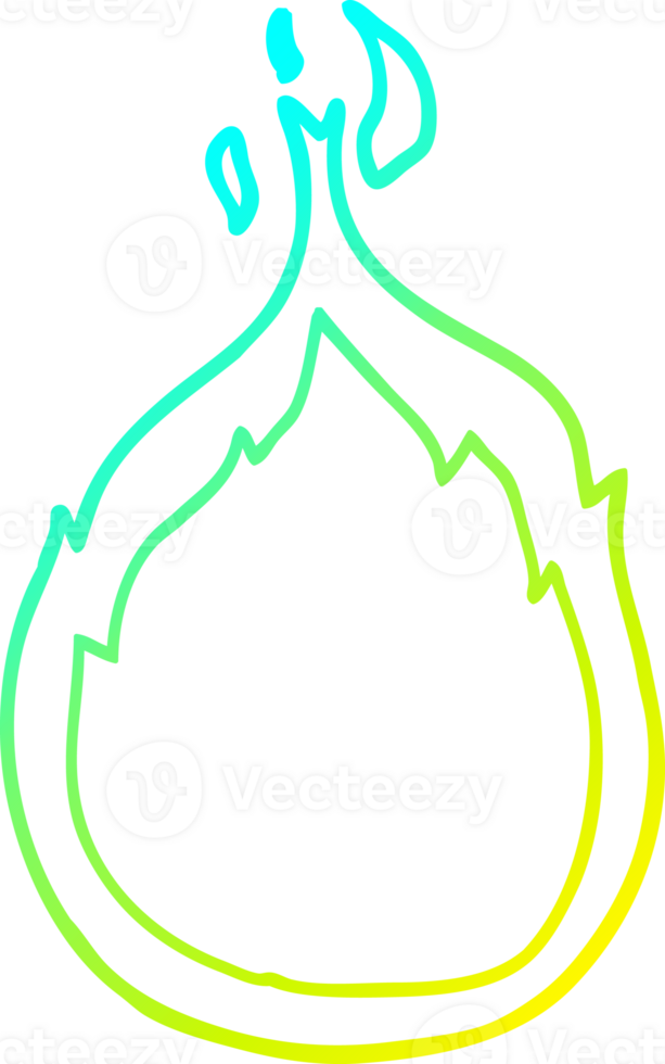 cold gradient line drawing of a cartoon flames png
