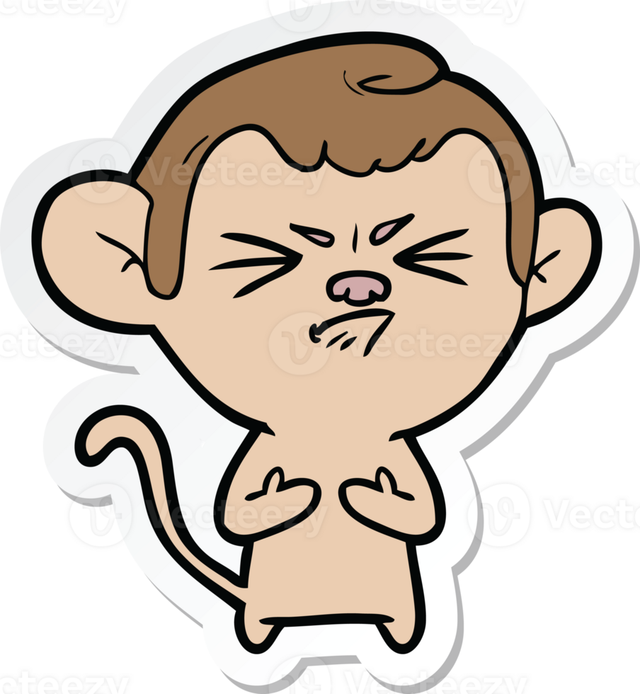 sticker of a cartoon annoyed monkey png