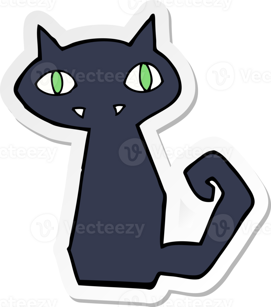 sticker of a cartoon black cat png
