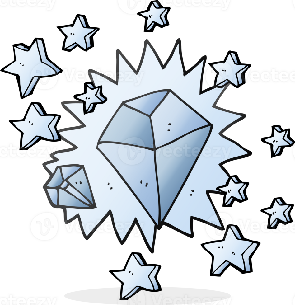 hand drawn cartoon sparkling diamond png