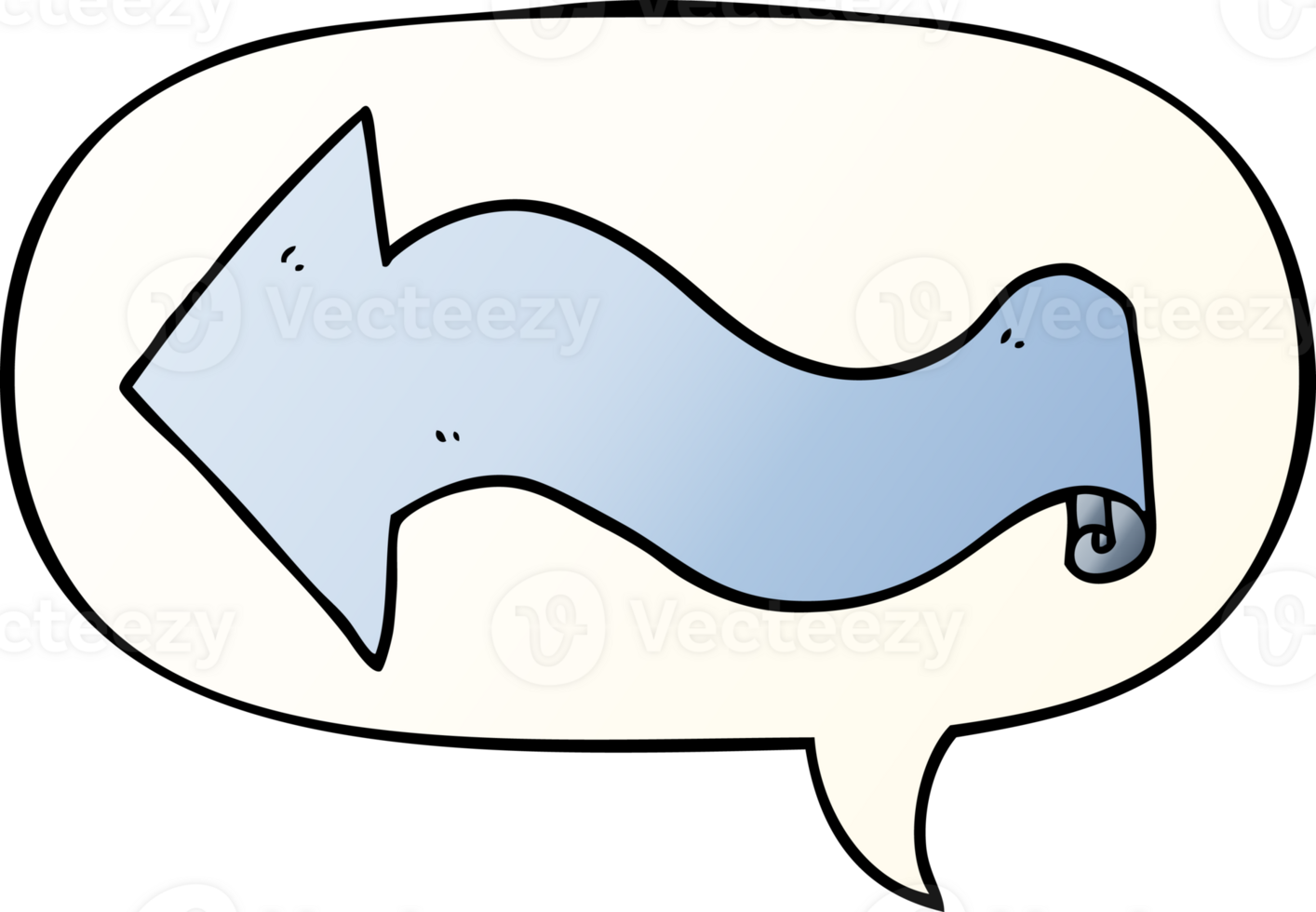 cartoon arrow with speech bubble in smooth gradient style png