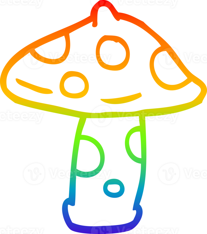 rainbow gradient line drawing of a cartoon toadstool png