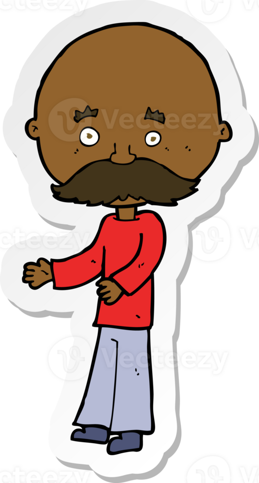 sticker of a cartoon man with mustache png