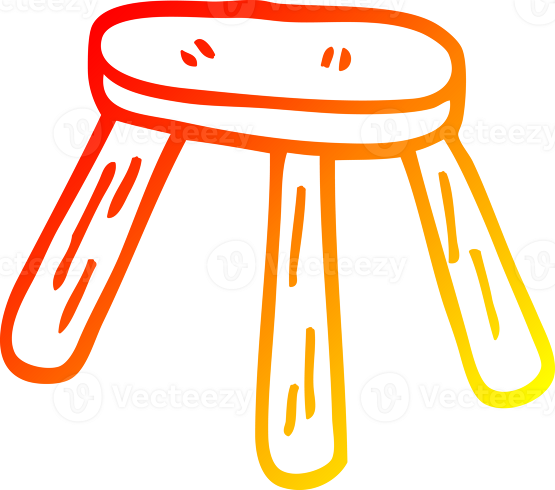 warm gradient line drawing of a cartoon low stool png