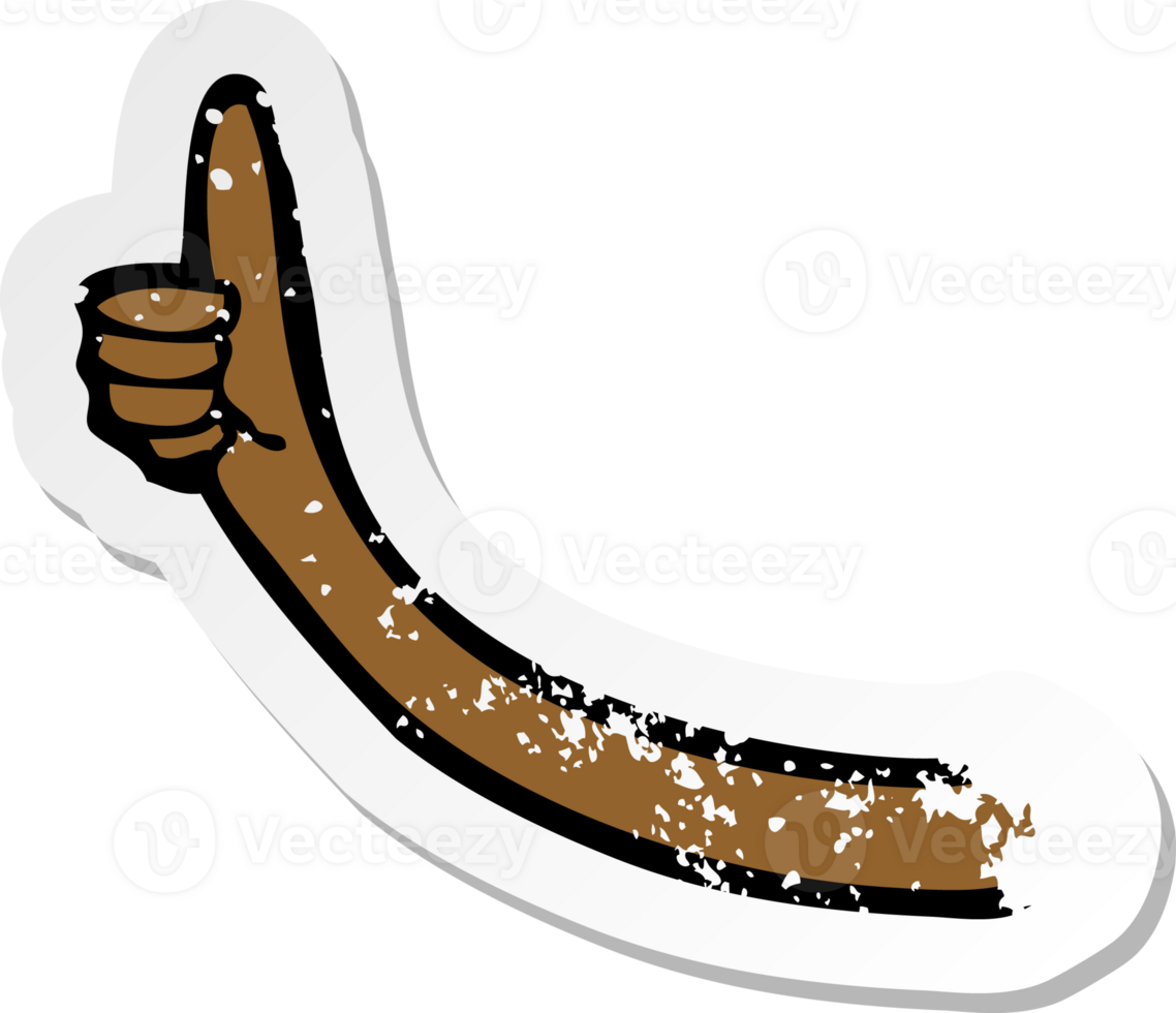 retro distressed sticker of a cartoon arm png