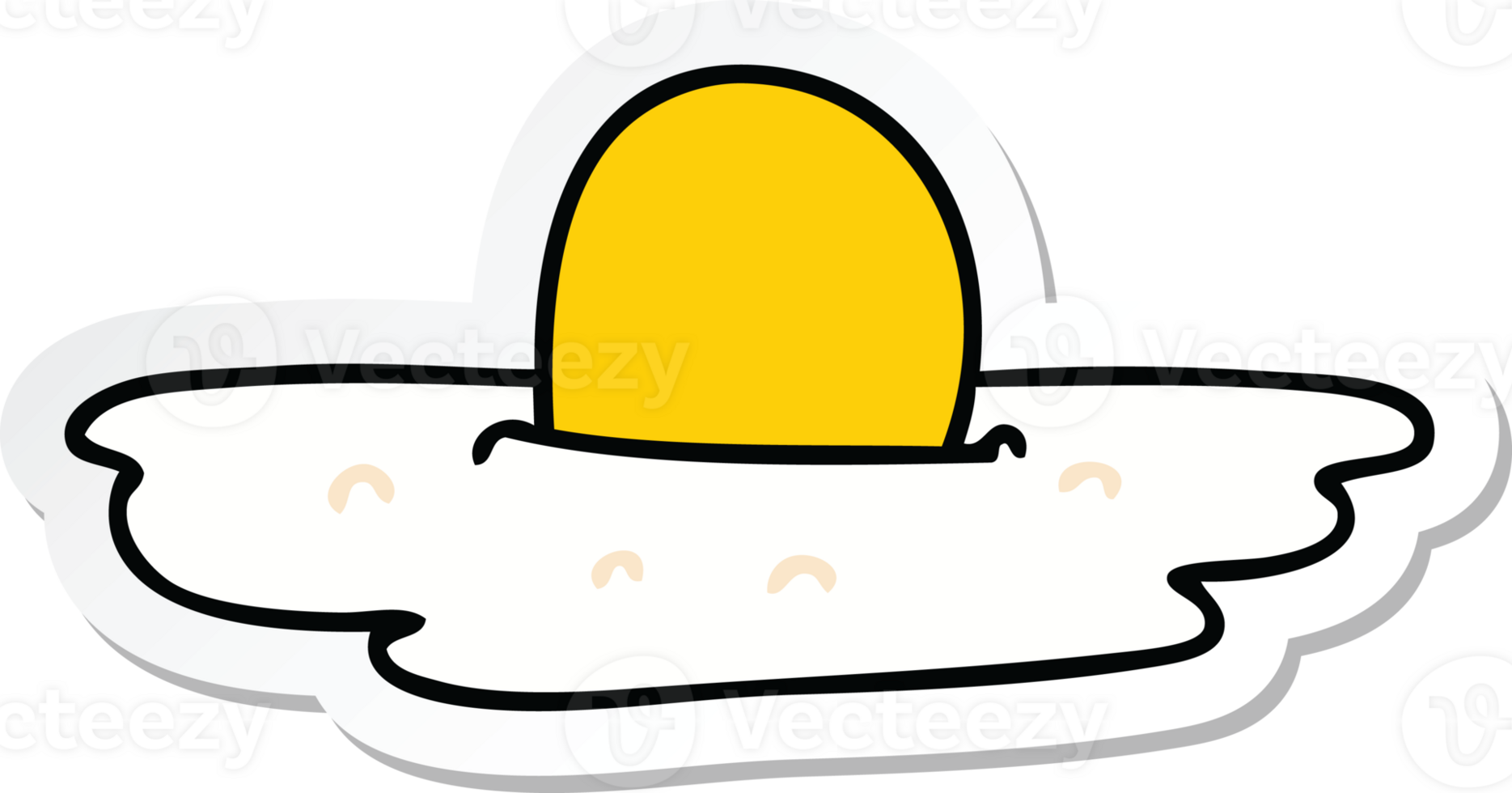sticker of a quirky hand drawn cartoon fried egg png