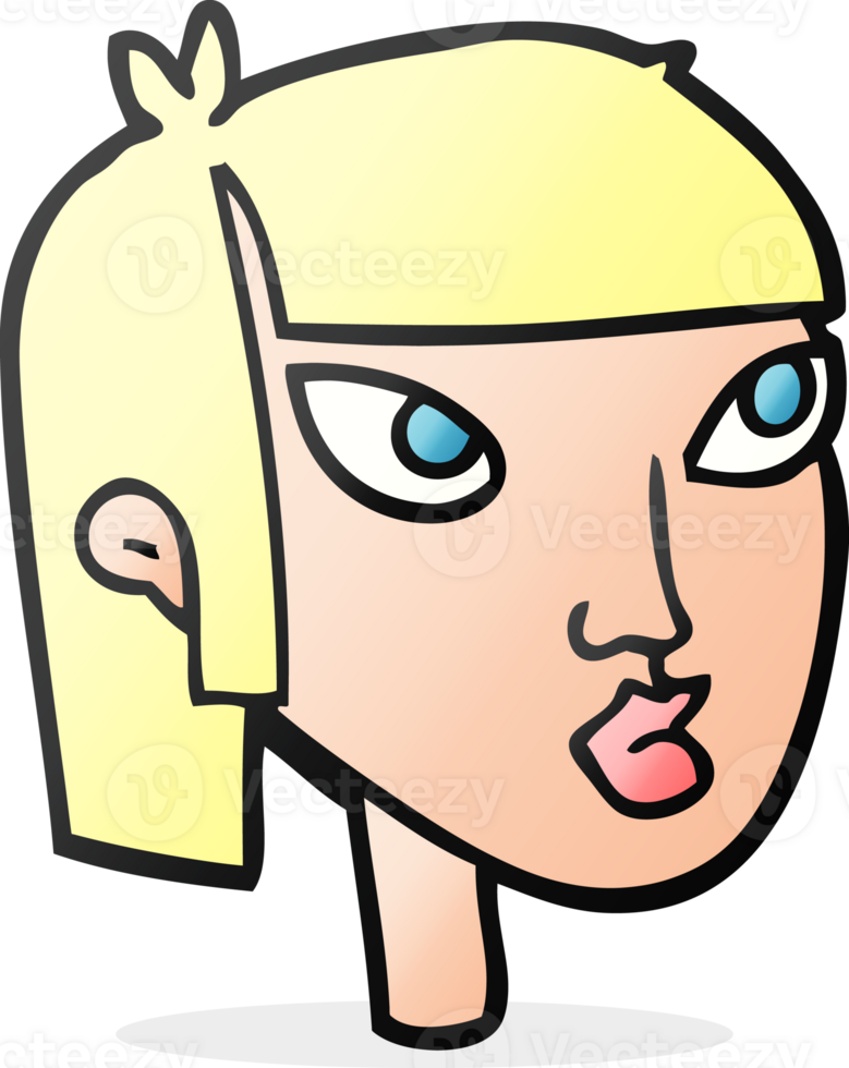 hand drawn cartoon female face png
