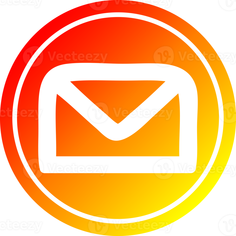 envelope carta circular ícone com caloroso gradiente terminar png