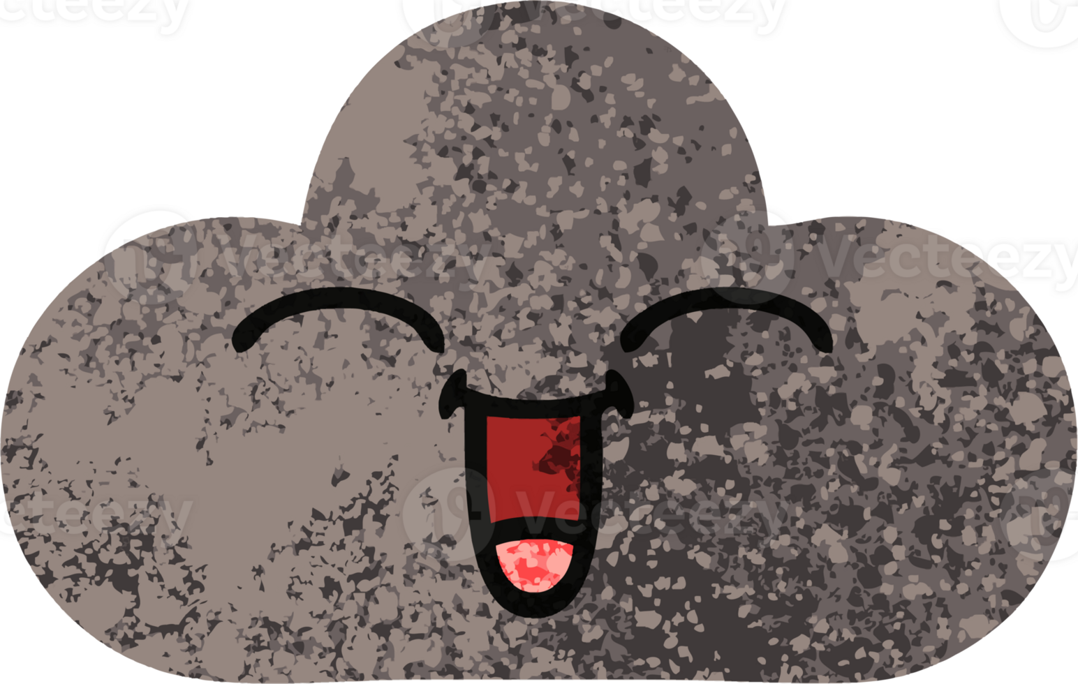 retro illustration style cartoon of a storm cloud png